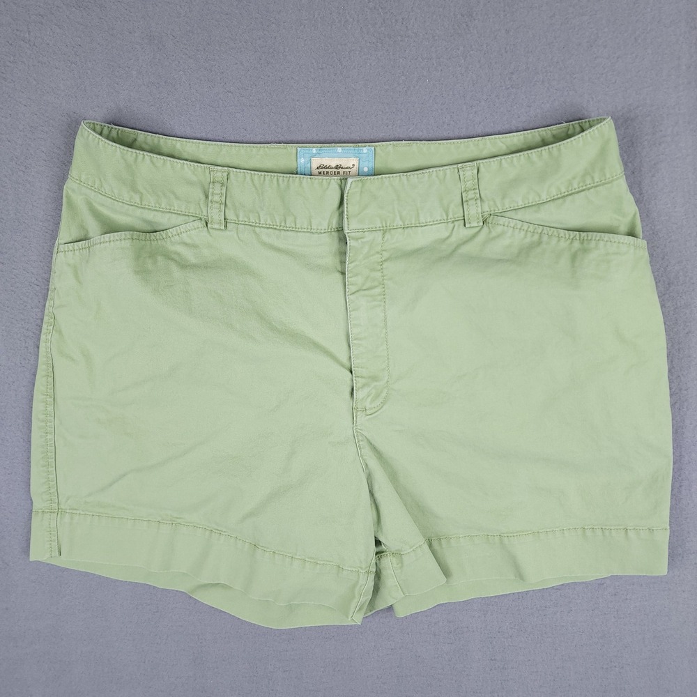 Eddie Bauer Mercer Fit Shorts Womens 14 Green Cotton Blend Stretch Chino Casual